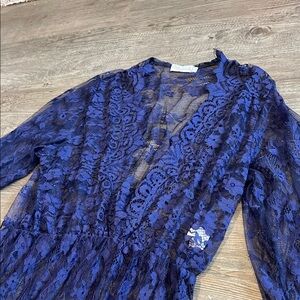 Chicaboo Blue Maternity Photoshoot long sleeves Unlined lace Dress L